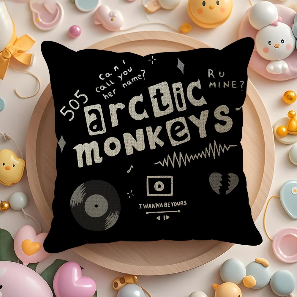 A-Arctic M-Monkeys Band Cushion Cover Natural Linen Organic Fabric Double-Sided Printing Sofa Home Decor Gift Pillow Cover