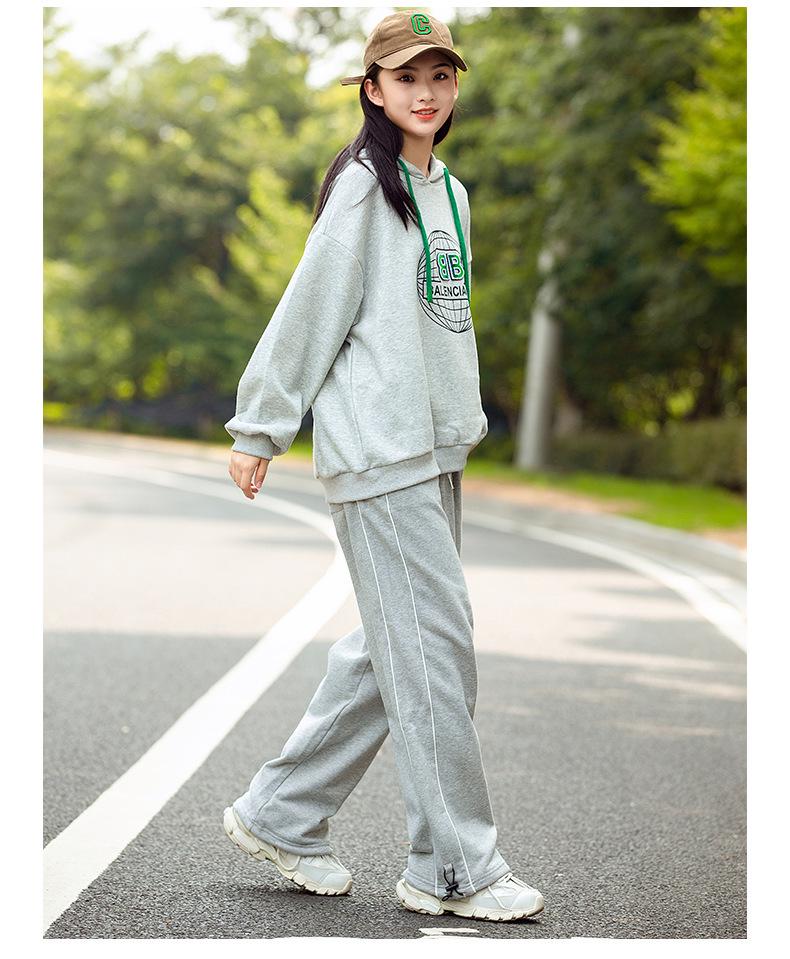 Girls' Loose Cuffed Sports Pants - Trendy Slimming Casual Sweatpants for Junior and High School Students