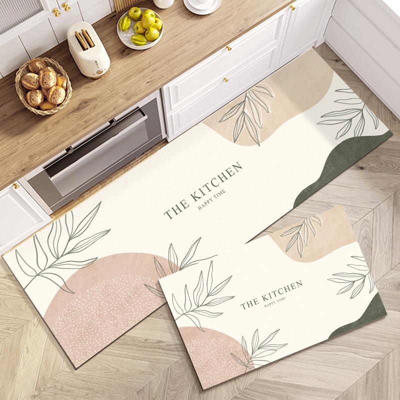 Kitchen Carpet PVC Leather Anti-slip Floor Mat Waterproof Oil-proof Foot Mats Long Strip Home Decoration Rug Alfombra De Cocina