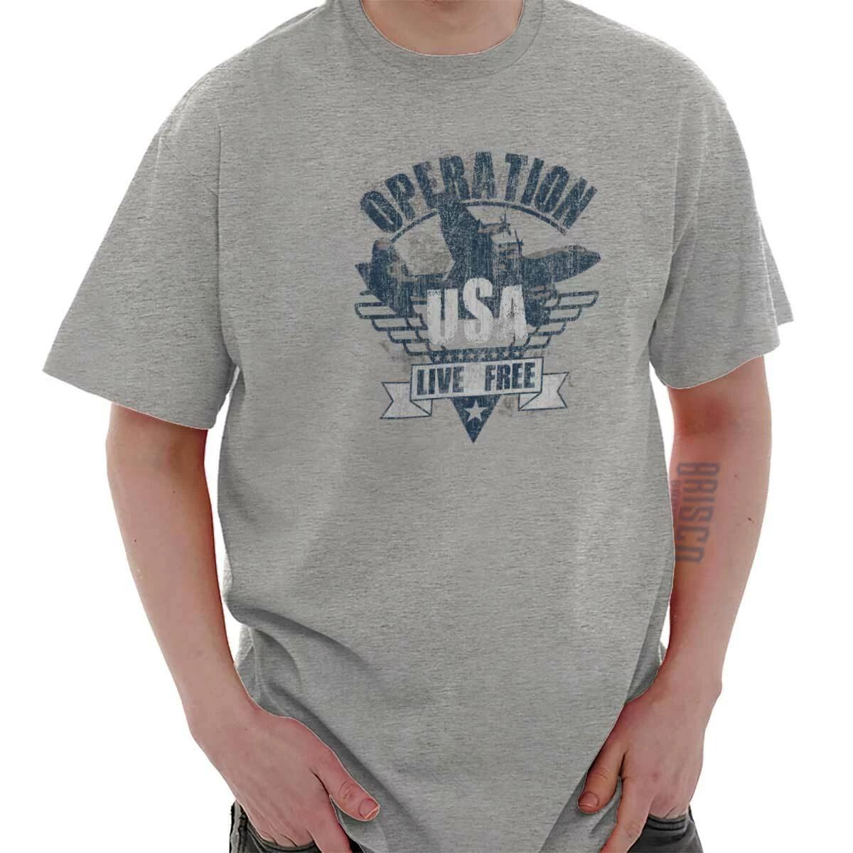 Operation USA Military Pride Patriotic Gift Womens or Mens Crewneck T Shirt Tee XXXL