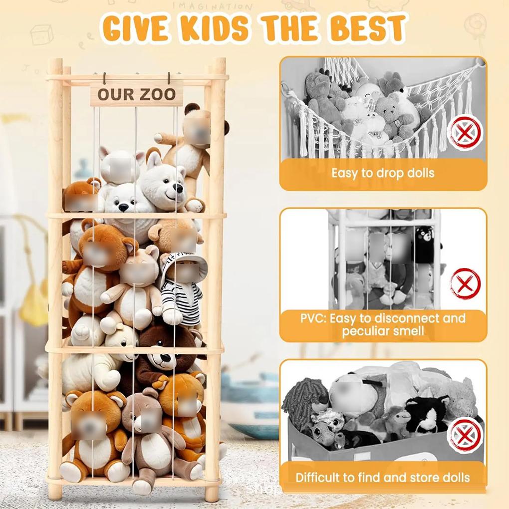 Stuffed Storage With High Large Capacity Plush Sturdy Solution Child - Wooden Material Ideal for Playroom Bedroom