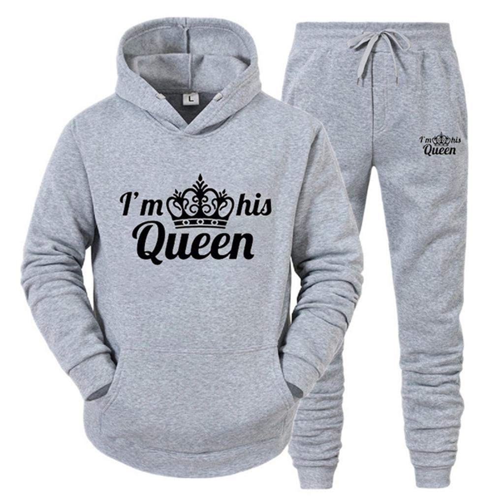 Men's And Women's Long Sleeves Sportswear Hoodie Printed Couple Plus Size Pullover Ladies  High Quality Two Piece + Sweatpants