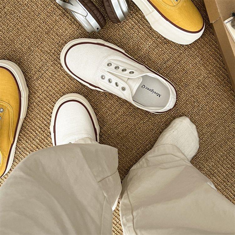 Muffin Canvas Shoes Women's Summer 2025 New Fashion Versatile Thick Sole Height Increase One Pedal Casual Board Shoes