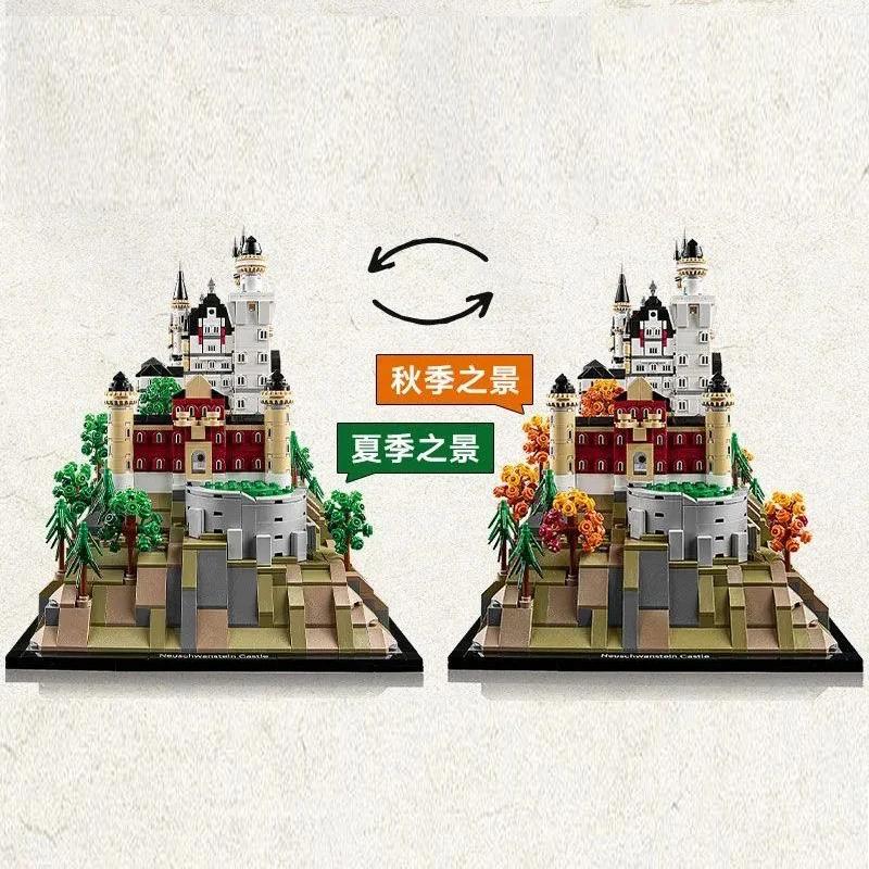 Creative In stock  Neuschwanstein Architectural Model Kit  Compatible 21063 Collectible Building blocks Set for Adults Gift