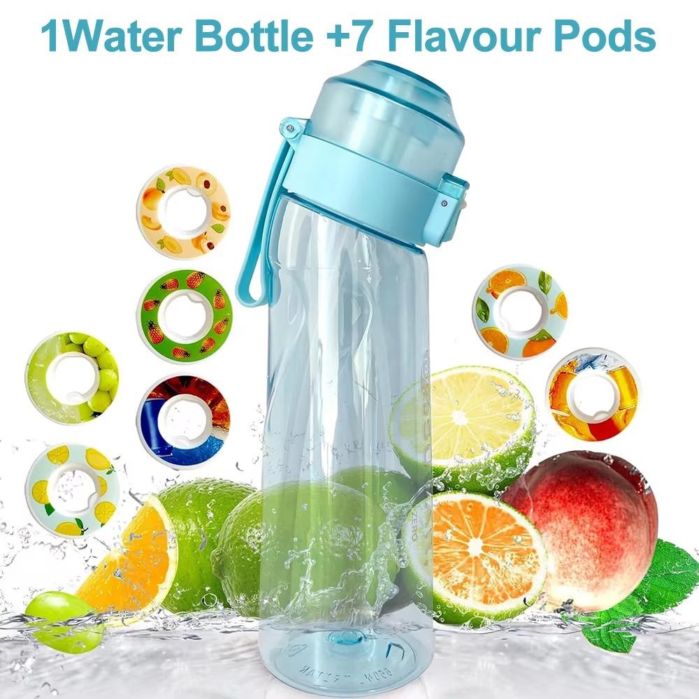 650ML Sports Air Water Bottle BPA Free, Fruit Scent Pods Air Flavor Caps,Leak Proof Sports Water Cup for Outdoor Running Gym