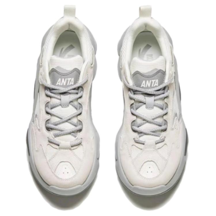 Anta Super Body Shock Absorbing Wear Resistant Low Top Casual Shoes Men Casual Shoes White Gray 112418851-5