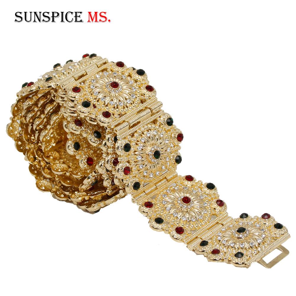 Gold Color Belt Wedding Jewelry Full Rhinestone Metal Waist Chain Bridal Bijoux Gift