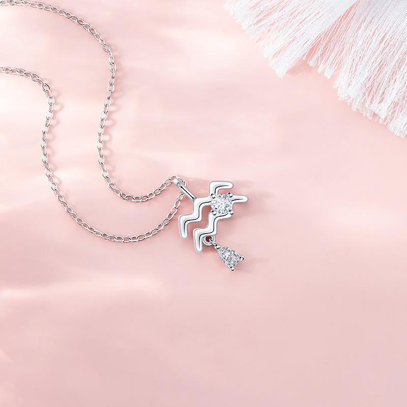 Original Design Tolv Stjärnbilders Serie Vattumannen Halsband Utsökt Mode Kvinnlig Personlighet Pendlar Rostfritt Stål Nyckelbenskedja