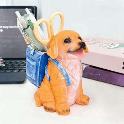 Creative Small Dog Pen Holder Multi Functional Desktop Storage Ornaments  Office Supplies