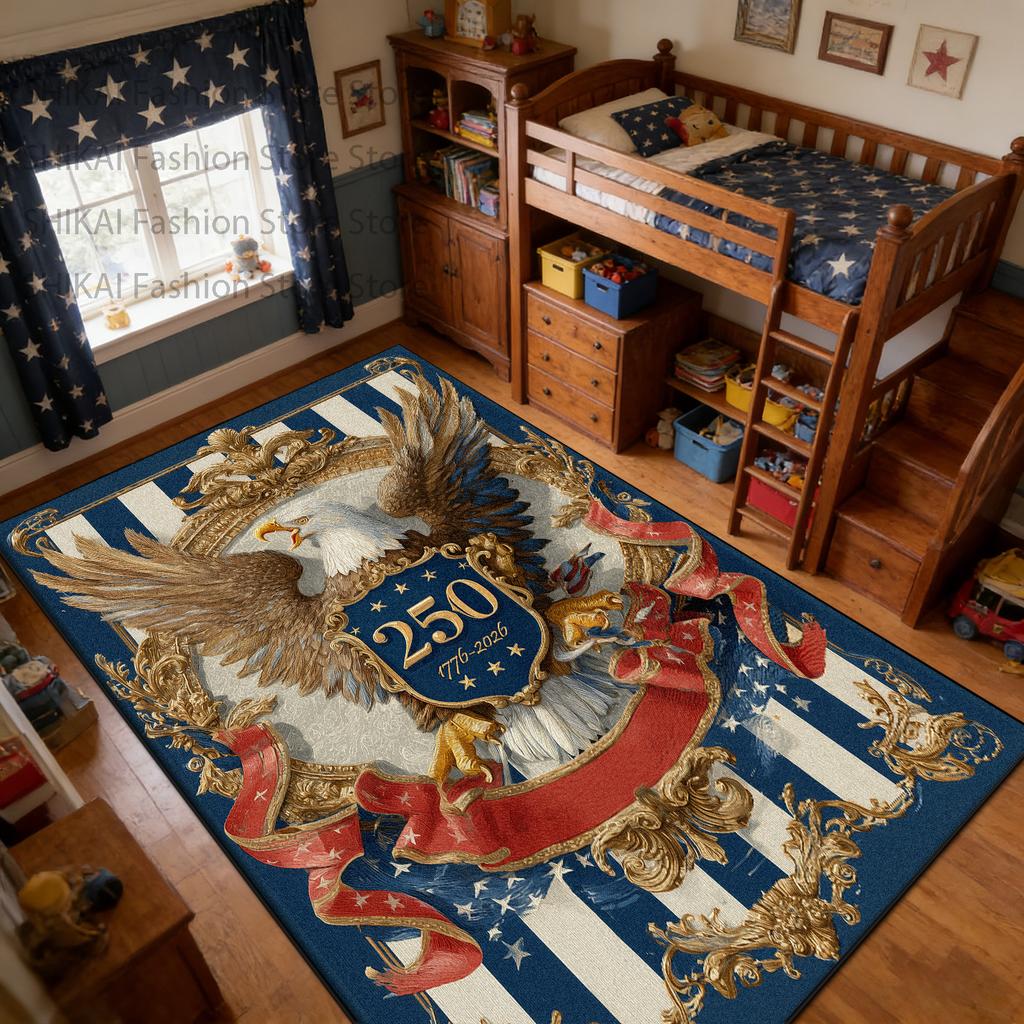 American Patriotic Style Children's Bedroom Rug Decoration Independence Day Washable Carpet Large Area Non-slip Fluffy Floor Mat