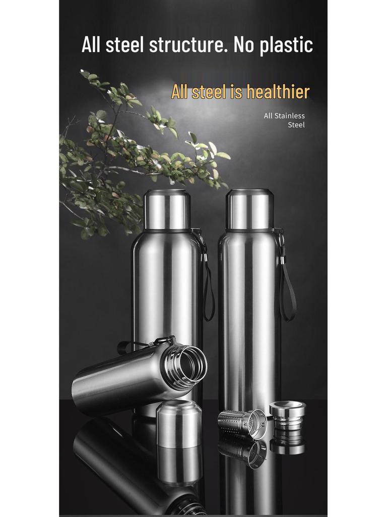 Large Capacity Stainless Steel Insulated Travel Kettle with Tea and Water Separation