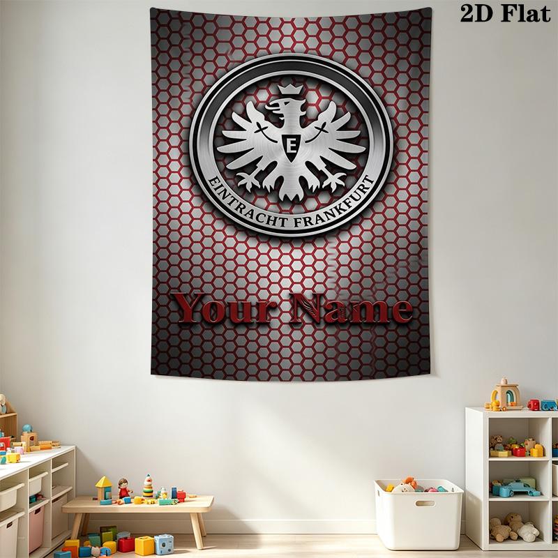 Name Custom Eintracht Frankfurt logo Wall Tapestry Aesthetic Wall Hanging Printed Fabric Blanket Decorative Tapestries for Bedroom Living Room Home De