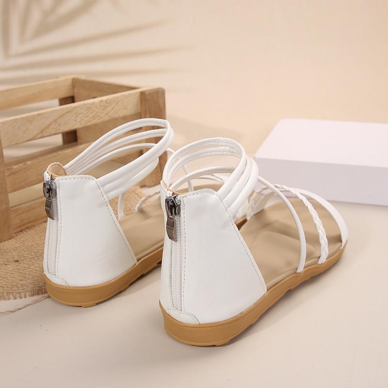 Fashion Female Shoes on Sale 2025 New Cover Heel Weave Women's Sandals Outdoor Elegant Daily Sandals Women Back Zip Plus Size Rome Shoes