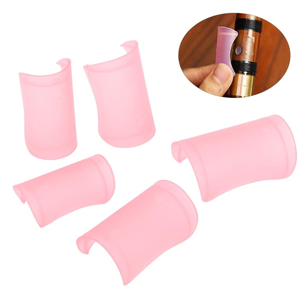 5Pcs Flute Membrane Protector ABS Traditional Chinese Instrument Accessories DM‑01Pink