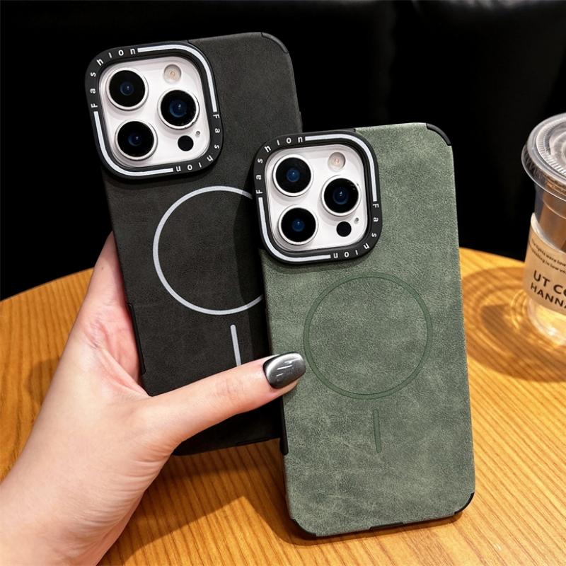 For Magsafe Luxury Leather Hybrid Shockproof Cases For iPhone 11 12 13 14 15 16 Pro Max 16 Plus Magnetic Wireless Charging Cover