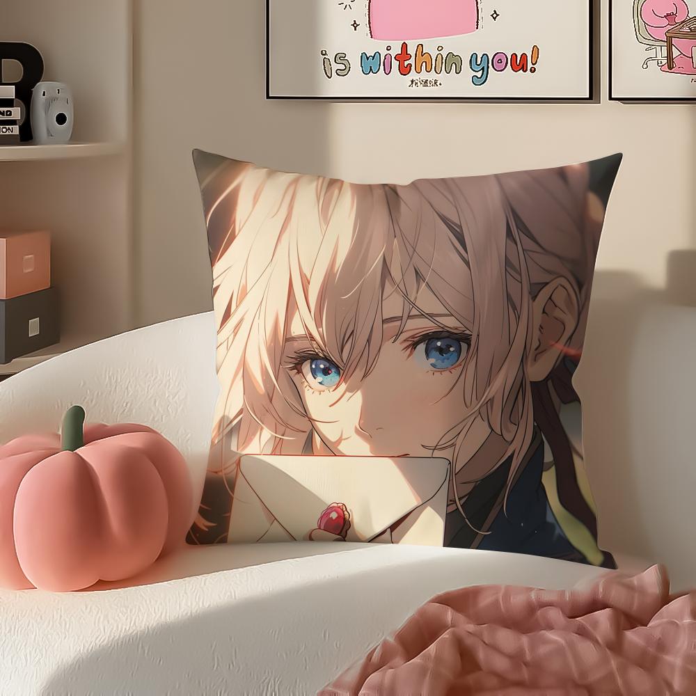 Anime poignant Violet EEvergarden Cushion Cover Pillowcase Short Plush Invisible zipper Room Sofa Cushion Cover
