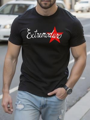 Black Extremoduro Graphic Tshirt Bold Red Star Print Crew...