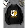 Men's Keep Smiling Casual Crew Neck Sweatshirt, Loose Fit Solid Color.