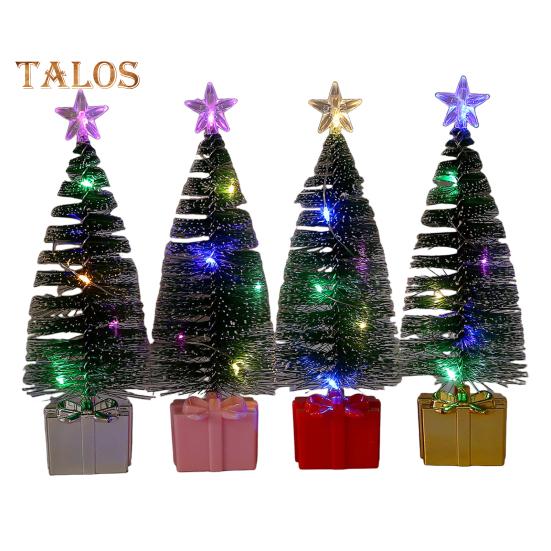 

4 шт. маленьких елочных украшений со светодиодными лампами на батарейках реалистичные мини-настольные аксессуары для рождественской елки 4pcs