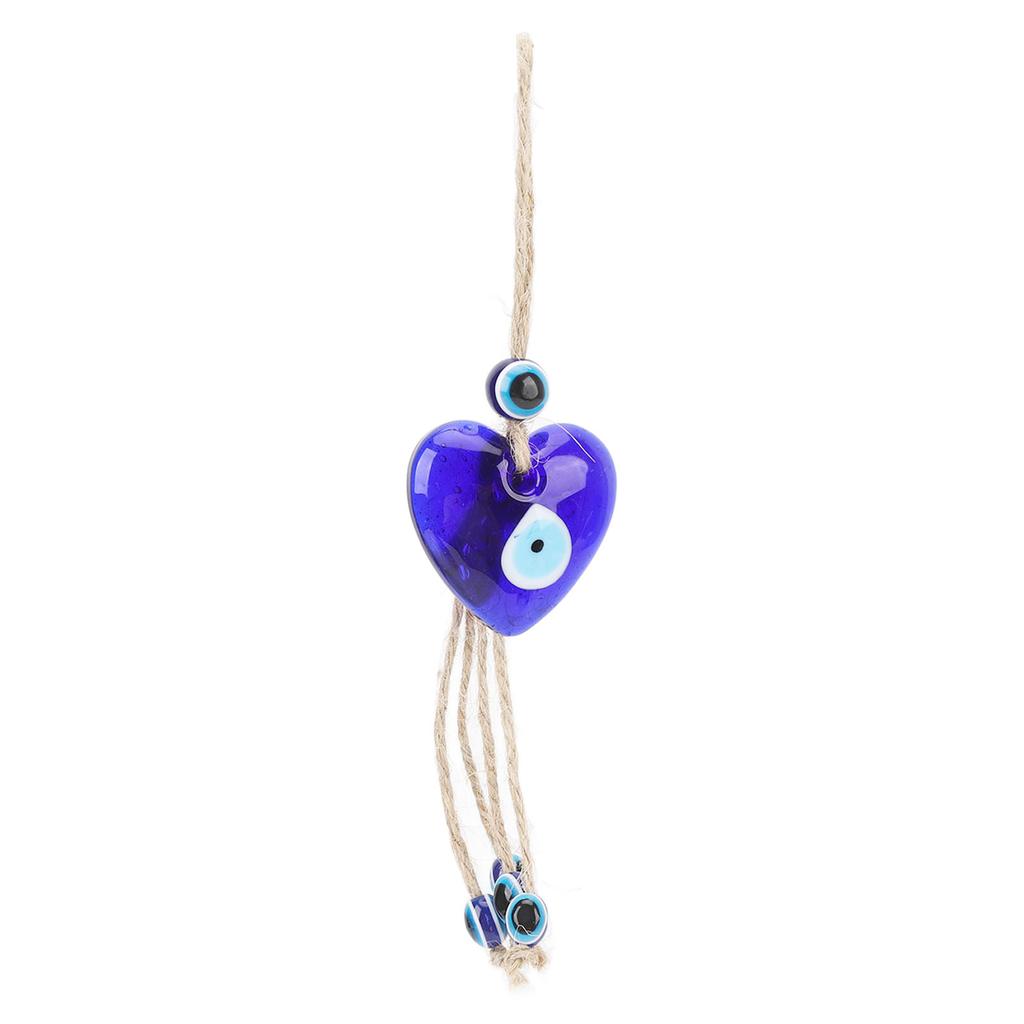 Woven Rope Pendant Blue Evil Eye Heart Shaped Ornament Hanging Decoration for Car Interior Clothing