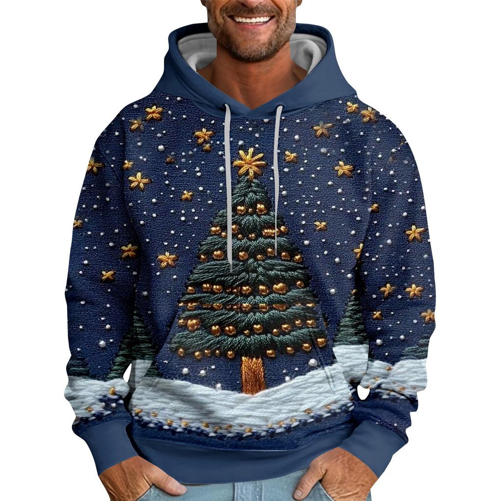 Christmas Print Loose Men's Hoodie