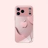 Funda de Cristal Metálico Rosa Claro de Lujo con Patrón de Manzana para iPhone 17 16 15 14 13 12 11 Pro Max Plus 17Air 16E