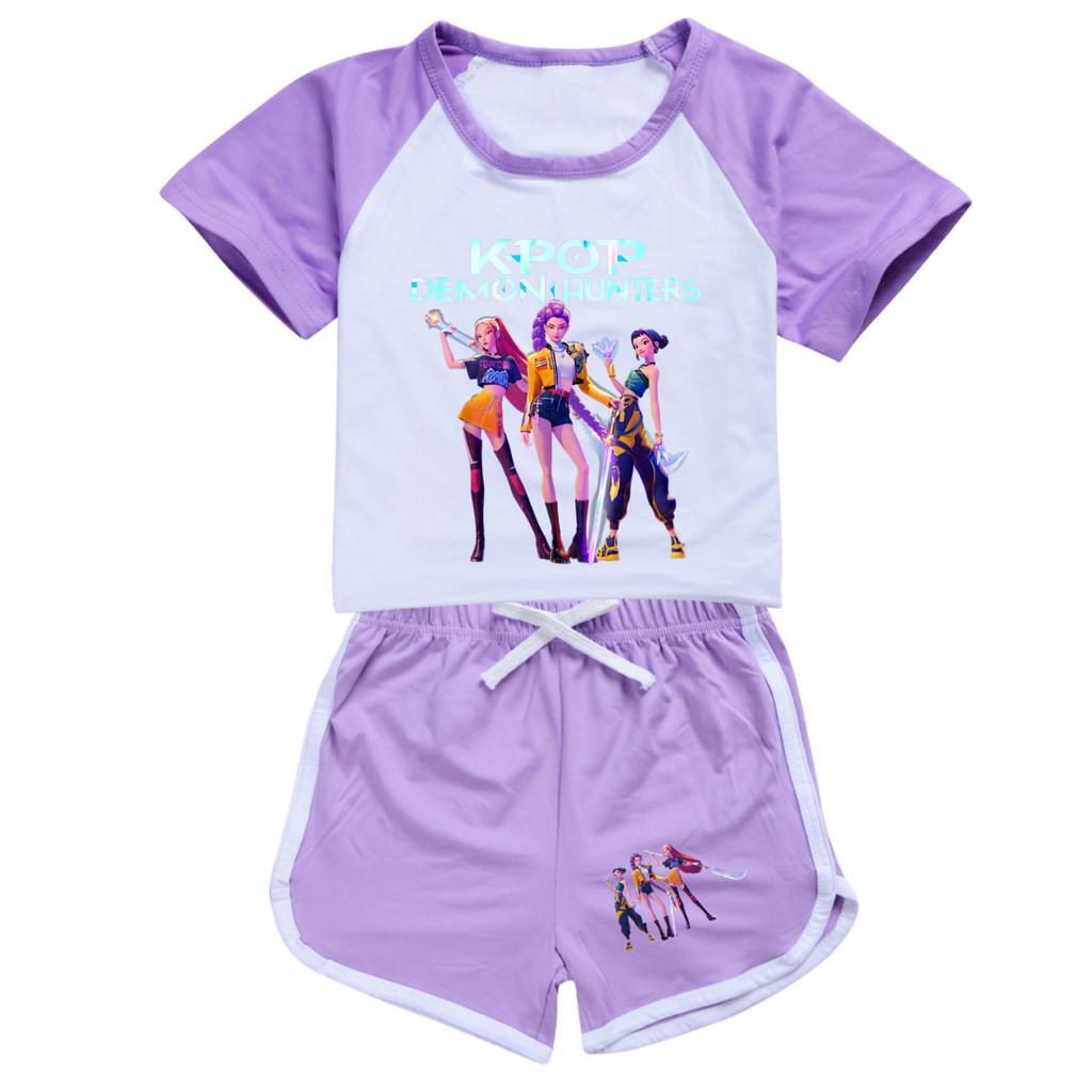 4993 Kids Girls POP Rumi Zoey Mira Print T-shirt Shorts Sport Tracksuit Clothes Set