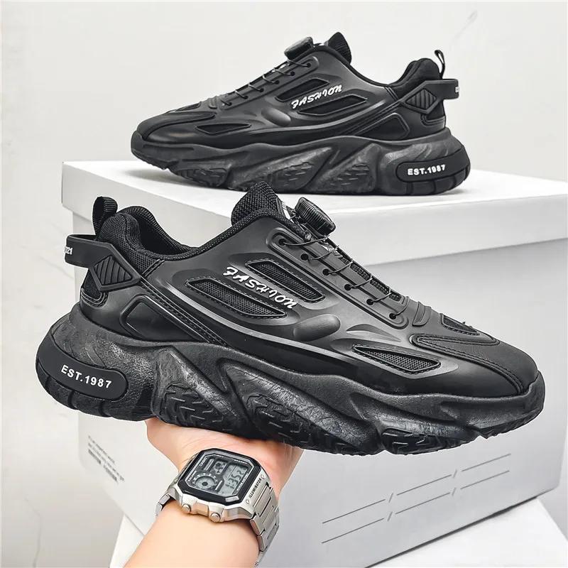 Zwarte Heren Casual Sneakers 2024 Zomer Ademend Mesh Dikke Zool Lage Top Mannen Joggen Platform Wandelen Voor Mannen Schoenen Mannen