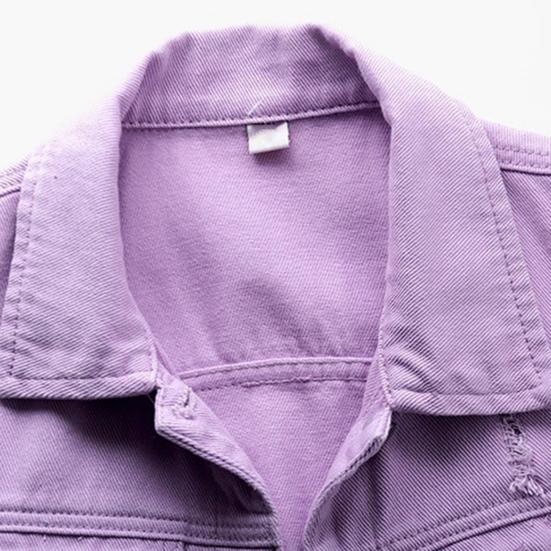 Lapel Sleeveless Single Breasted Flap Pockets Women Waistcoat Candy Color Ripped Holes Denim Vest Coat Streetwear