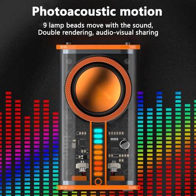 Transparentní mechanický Bezdrátový Bluetooth reproduktor Zvuk Světlo Rytmus Subwoofer TWS Stereo Cyberpunk Music Center Volání handsfree