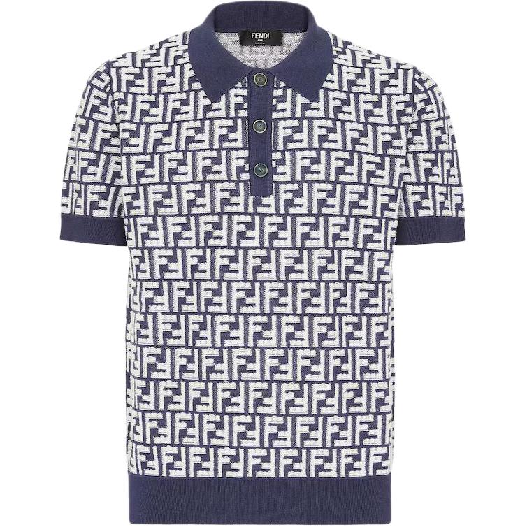 FENDI Ff Motif Short-Sleeved Knit Polo Shirt FZC349AR85F04V6