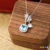 Ice Through Sky Blue Sterling Silver S925 Necklace Women's Premium Light Luxury Fashion Collarbone Chain