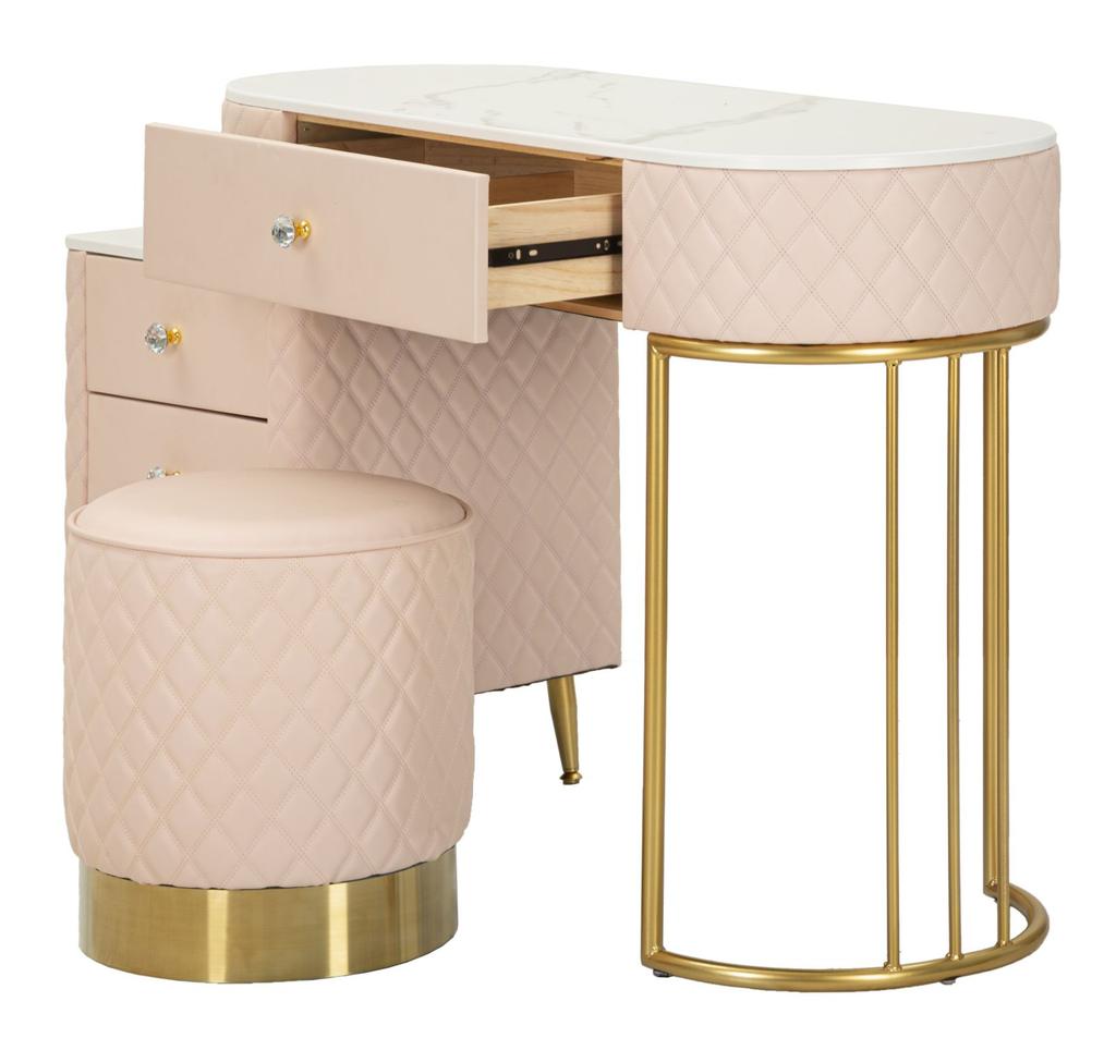 Betttisch Sharon Rosa Mit Hocker Cm 120X40X75 (Hockergröße Ø36X39)