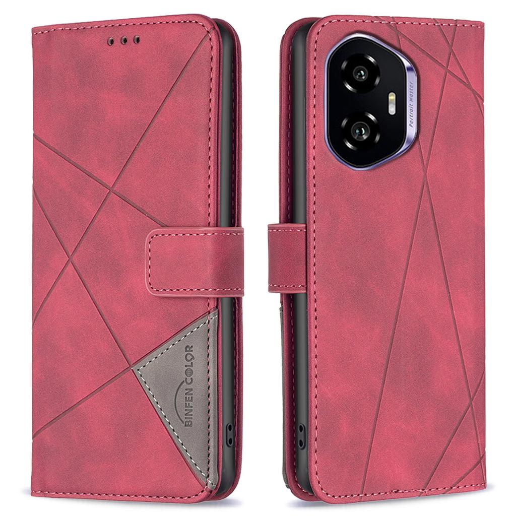 BINFEN COLOR For Honor 300 Phone Cases Wallet Stand Geometry Imprinted Leather Cover