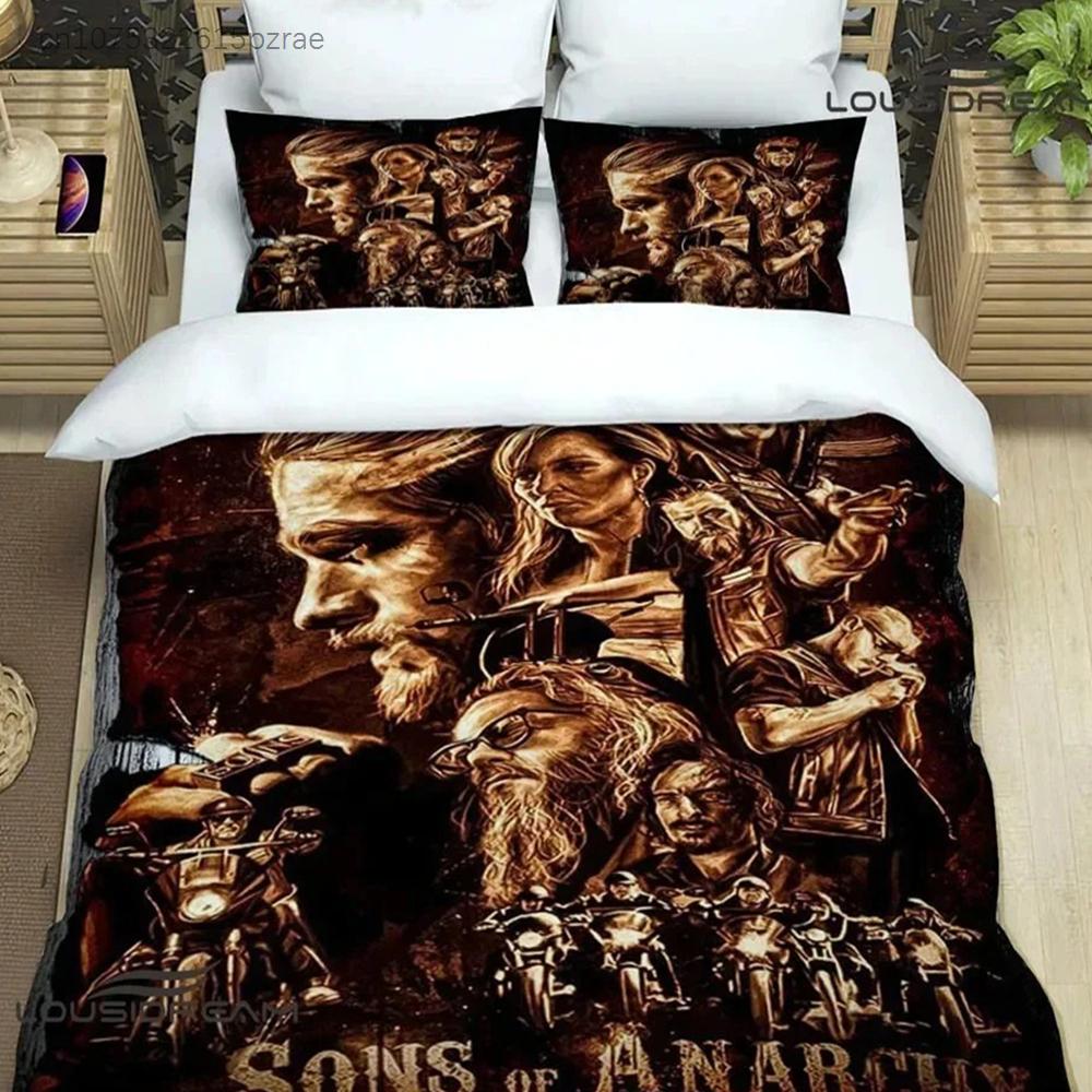 Sons Of Anarchy Retro Bedding Set For Bedroom Soft Modern Bedspreads Comefortable Kids Duvet Cover Quilt Cover And Pillowcase
