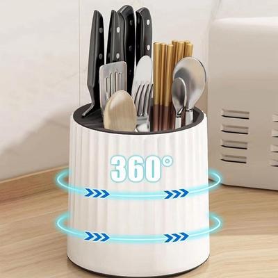 Rotation Knife Holder Stand Multifunctional Rotating Knives Stand Removable Chopsticks Cutlery Utensil Storage Tank Kitchen Tool