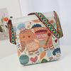 New embroidered messenger bag elephant owl pattern cloth bag going shopping carry-on bag