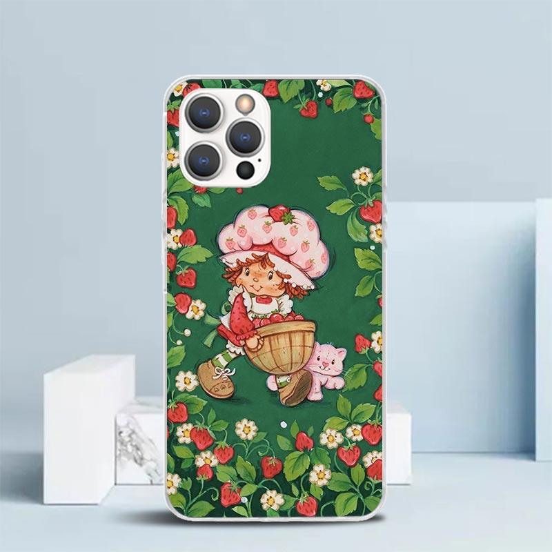 Strawberry Cartoon Girl Soft Cover for iPhone 16 17 Air 15 14 Pro Max 16E Phone Case 13 Mini 12 11 7 SE 8 Print Pattern Fit Case