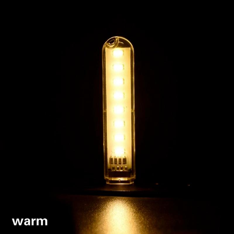 2/5PC 8 LED Mini Portable USB Lamp DC 5V Camping USB Lighting for PC Laptop Mobile Power Bank Gadget