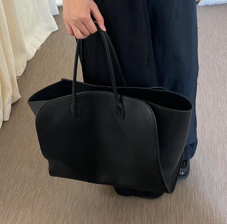 

TR New Style Marlo Bag Small Crowd High-Grade Cowhide Handbag Large Capacity Simple Casual Single Shoulder Bag Women 43.5x18x31CM чорний