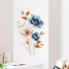 Simulated Blue White Floral Gold Leaves Wall Sticker Self-Adhesive Removable for Bedroom Hallway Elegant Home Decor Art