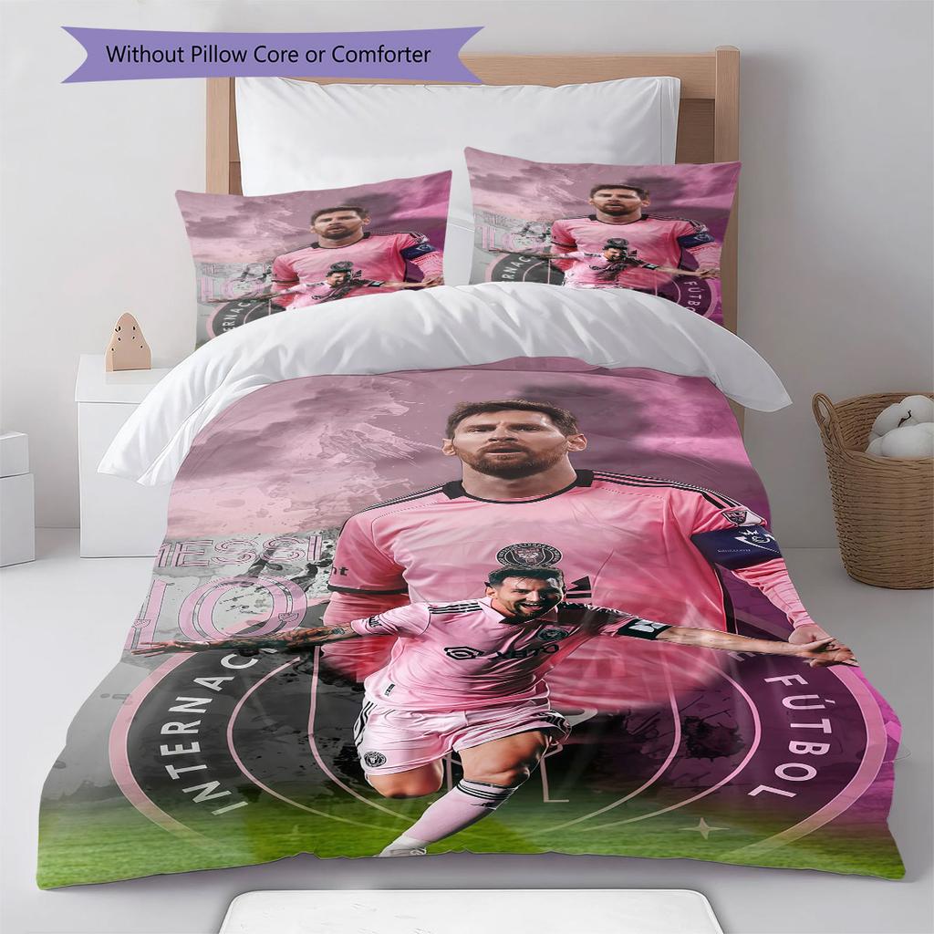 Lionel Messi Pattern Bedding,Quilt Set Quilt Cover Pillowcase Home Birthday Gift(1 * duvet cover + 2 * pillowcase, without core)