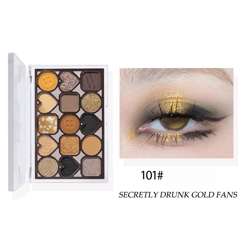 Button Fifteen Color Eyeshadow Palette Pearlescent Matte Earth Color Anti-Pink Eye Makeup Cosmetics