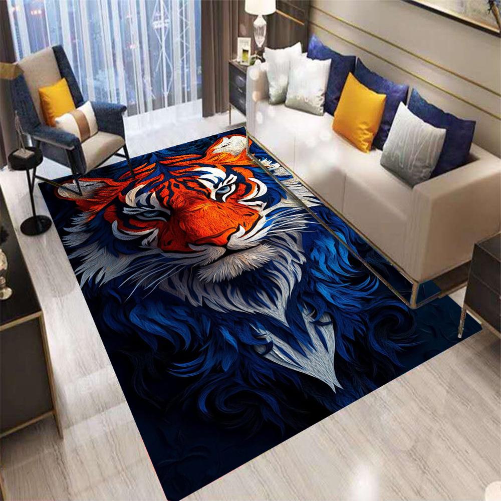Retro Print Tiger Carpet Living Room Sofa Bedroom Bedside Study Kitchen Entrance Door Mat Non-Slip Cartoon Home Decoration Rug