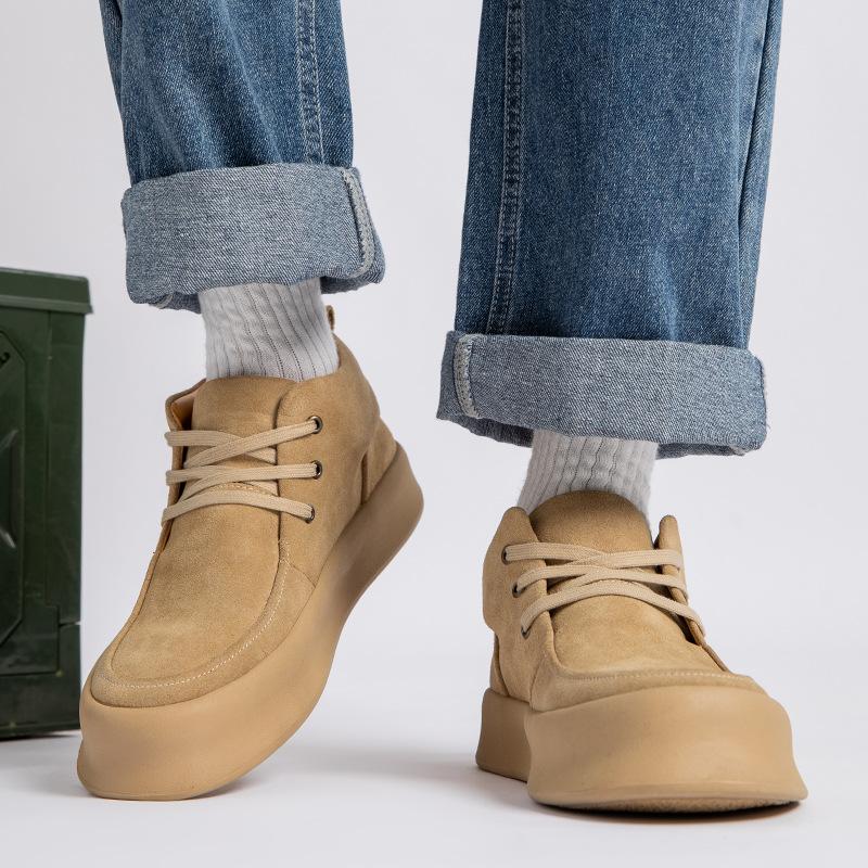 Trend Martin Boots Men's British Retro Autumn and Winter Frosted Leather Thick-soled Tooling Fleece Warm Casual Board Shoes