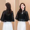 Spring Summer Shawl Coat Thin Scarf Long Sleeve Lace Temperament Cardigan Outwear Shoulder False Collar Out All-Match Ponchos