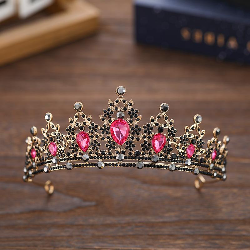 Bridal Crown Colored Rhinestone Headband Baroque Alloy Crown Wedding Dress Accessories Hair Accessories