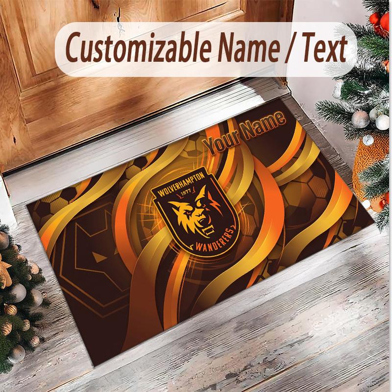 Personalized Crystal Velvet Carpet Wolverhampton Wanderers Football Pattern Non Slip Floor Rug