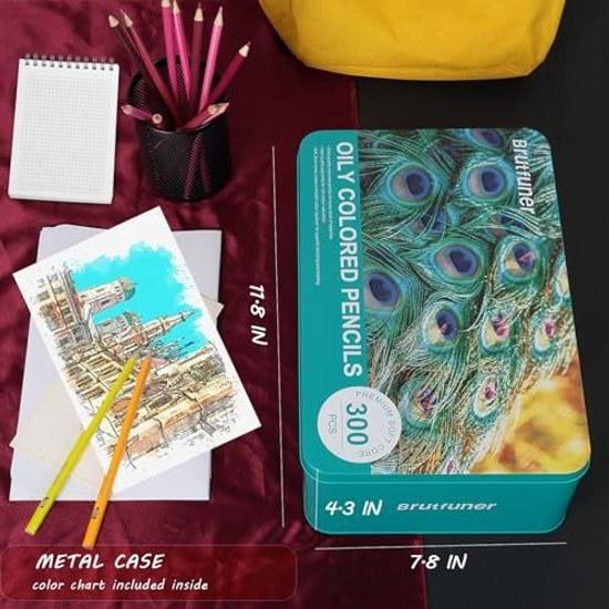 Oil-based colored pencil 300 color set (lead diameter 3.3mm) professional grade soft core ideal coloring painting children adults artists.