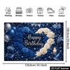 2D Starry Blue Rose Happy Birthday Backdrop Banner Party Decoration for Boys & Men